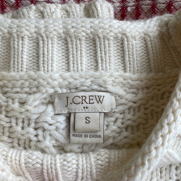 J.Crew Cream Roll-Neck Cable-Knit Sweater, Size Small - Picture 2 of 4